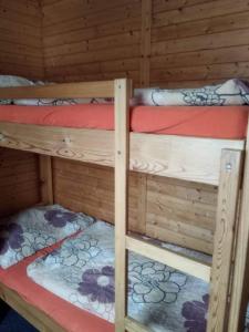 a couple of bunk beds in a cabin at Penzion Roudenka in Jestrabi V Krkonosich