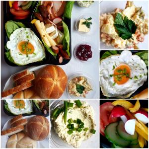 a collage of pictures of different foods in containers at VIP Apartamenty Carmelove in Zakopane