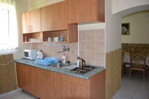 Nhà bếp/bếp nhỏ tại Arany Tisza Apartmanház