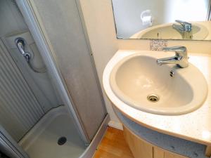 a bathroom with a sink and a shower at CAMPEGGIO PARCO DEI PINI in San Feliciano