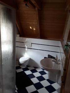 a bathroom with a toilet and a sink at Apartment da Graziella in Bad Kreuznach