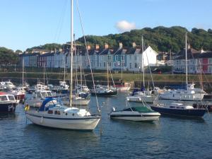 a group of boats are docked in a harbor at 2 Yr Hen Fanc in Aberaeron
