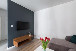 Telewizja i/lub zestaw kina domowego w obiekcie Luksusowy apartament przy Targach