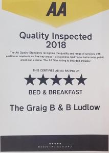 a poster for aaa quality investigated with stars at The Graig Bed & Breakfast Ludlow in Ludlow