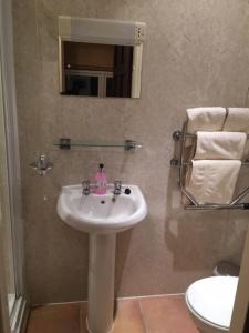 a bathroom with a white sink and a mirror at Lincoln Guest House in Keswick
