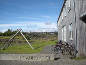 a group of bikes parked next to a building at Lava Hostel in Hafnarfjörður
