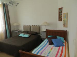 een slaapkamer met 2 bedden naast elkaar bij l'echoppe rochelaise in La Rochelle