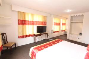 a hotel room with a bed and a television at Mansion Havre in Mexico City