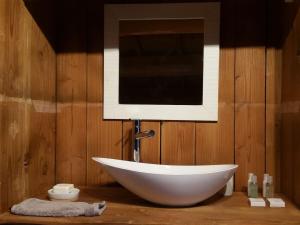 Koupelna v ubytování L'Esprit Montpel "La Cabane-Chalet de Montagne" + 16 fotografií