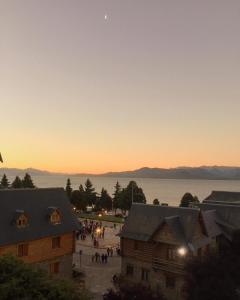 a view of the sunset from the roof of a lodge at Cuatro Estaciones in San Carlos de Bariloche