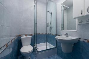 a bathroom with a toilet and a sink and a shower at Willa Dalia in Władysławowo +37 photos