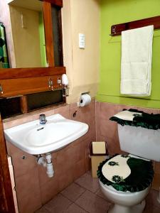 a bathroom with a sink and a toilet at Hostal La Nuit in Cusco