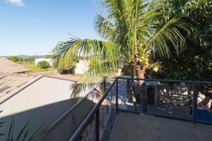 a view of a palm tree from a balcony at Casa Temporada Castro Alves in Bonito