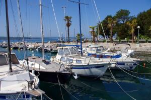un groupe de bateaux amarrés dans un port dans l'établissement Penthouse Apartment, à Crikvenica