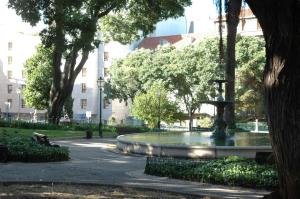 una fuente en medio de un parque con árboles en Safira, en Lisboa