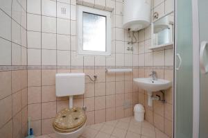 a bathroom with a toilet and a sink at Apartments By the sea in Lopar in Lopar