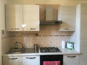 a kitchen with a sink and a stove top oven at Procaccini Apartment in Bologna