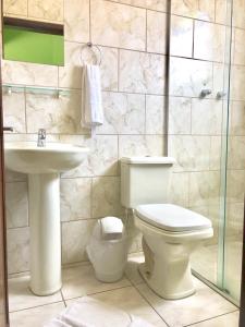 a bathroom with a toilet and a sink at Hotel Cristo Rei 611 in São João del Rei