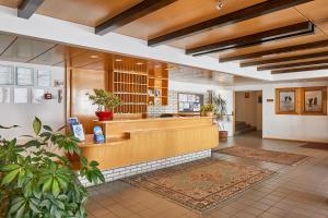 a lobby with a waiting room with a counter at Residence Campolongo in Arabba