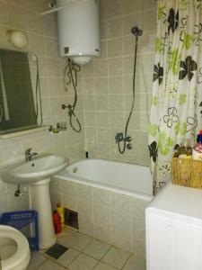 łazienka z umywalką, wanną i toaletą w obiekcie Apartment Igor w Budvie