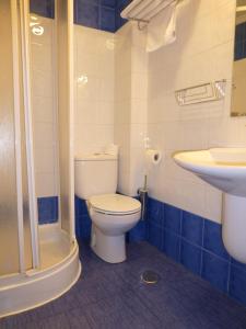 a bathroom with a toilet and a sink at Pensión Romero in Oviedo