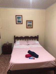 - une chambre dotée d'un lit avec une couverture rose et blanche dans l'établissement Sítio Tapera em Ibitipoca - MG, com Wi-Fi, à Conceição da Ibitipoca 22 autres photos