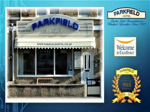 a picture of a parkridge hotel sign in front of a building at Parkfield Hotel in Blackpool