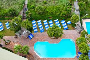 an overhead view of a pool at a resort at Sea Crest Oceanfront Resort in Myrtle Beach