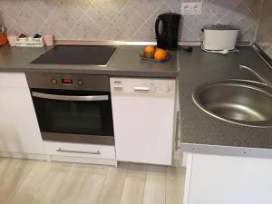 A kitchen or kitchenette at Family Wellness Apartman
