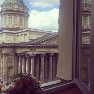 a view of a building from a window at Best View Kazanskaya in Saint Petersburg