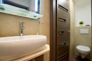 łazienka z umywalką i toaletą w obiekcie Standard Apartment by Hi5 -Baross Square w Budapeszcie