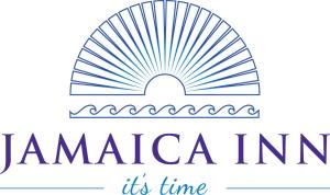 un logotipo del sol con el texto jamaica su tiempo en Jamaica Inn en Ocho Rios