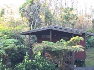 a small house in the middle of a garden at Hale Nonno in Pahoa