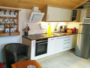 eine kleine Küche mit Spüle und Kühlschrank in der Unterkunft Ferienhaus Manoury in Waldeck