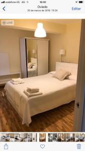 a bedroom with a large bed with a large mirror at Madala XXI in Oviedo