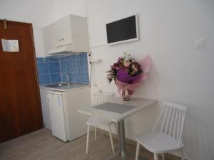 Kuchyň nebo kuchyňský kout v ubytování Kallithea Studios