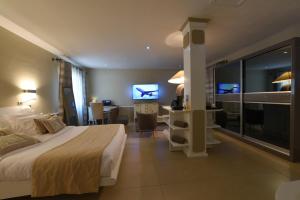 TV a/nebo společenská místnost v ubytování Hotel Le Cilaos