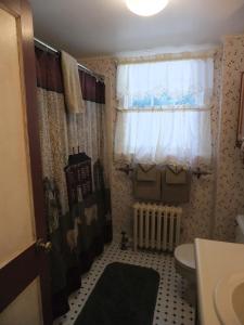 baño pequeño con aseo y ventana en Covered Bridge House, en Glen