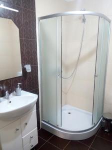 Koupelna v ubytování Dovbushanka Hotel