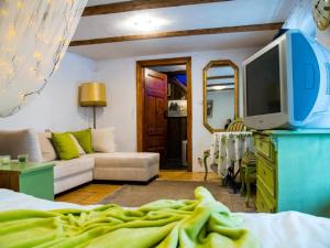 a living room with a couch and a tv at Agroturystyka Przylesie in Wolimierz