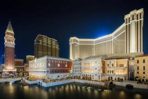 a view of the las vegas strip at night at The Venetian Macao in Macau