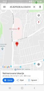 a google map with a red marker on it at Apartman Bilivano in Zagreb