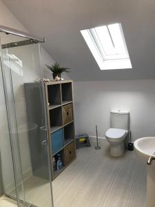 Salt Pot Cottage في سكيبتون: حمام به شطاف و مرحاض و منور