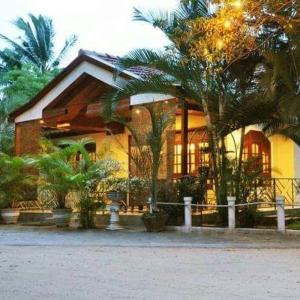 a house with palm trees in front of it at The Green View Yala in Tissamaharama