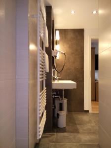 a bathroom with a sink and a white sink at Hotel Am Obermarkt in Freiberg