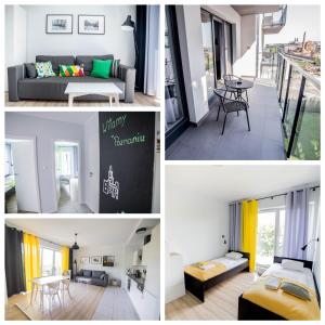 En eller flere senge i et værelse på MSapartamenty Centrum 2