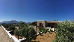 a stone house with trees in front of it at Fanos Studios in Koufonisia