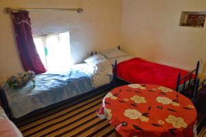 1 Schlafzimmer mit 2 Einzelbetten und einem Fenster in der Unterkunft Auberge Jbel Raids in Tagoudit