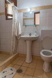 La salle de bains est pourvue de toilettes et d'un lavabo. dans l'établissement Amazing view apartment, à Plataria