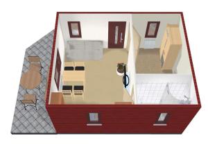 an overhead view of a model of a house at Ferienhaus Natura in Neuruppin